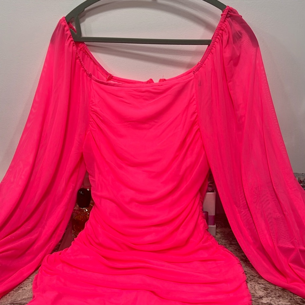 Bright color pink dress